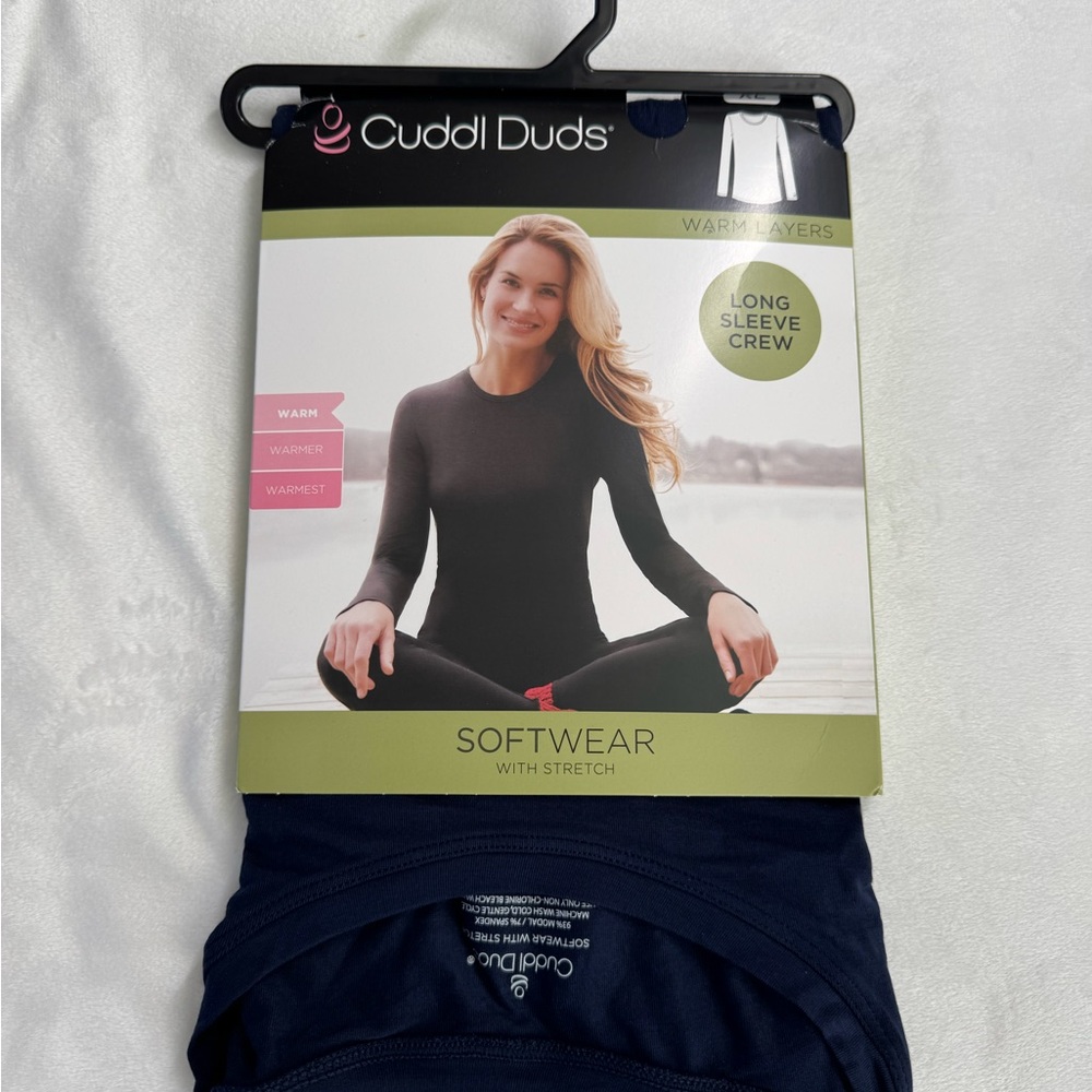 Cuddl Duds Navy Long Sleeve Crew womens size XL